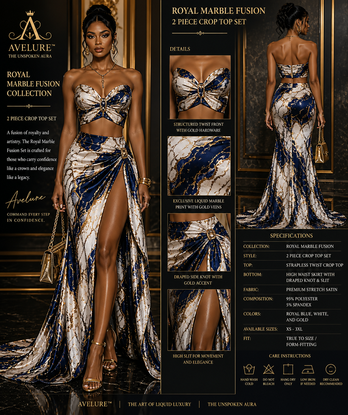 Royal Marble Fusion Crop Top Set