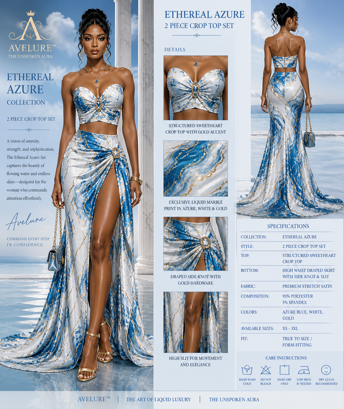 Ethereal Azure Crop Top Set